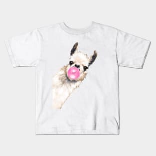 Bubble Gum Sneaky Llama in Green Kids T-Shirt